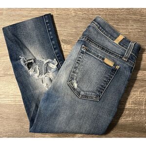 7 For‎ All Mankind Women's Skinny Distressed Authentic Light Jeans SZ 26(27x28)